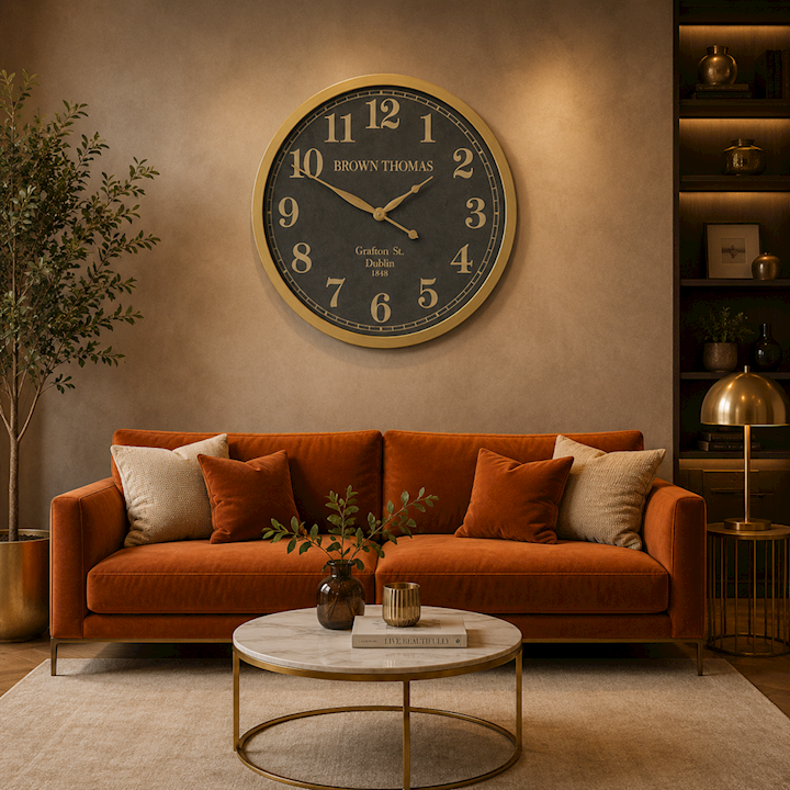 BROWN THOMAS A/Q BRASS WALL CLOCK 80cm